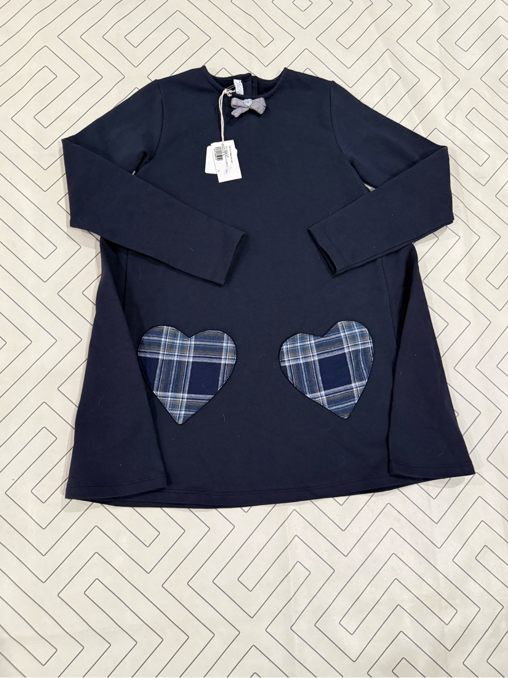 NWT Per Te Navy Heart-Pocket Long Sleeve Sweater Dress